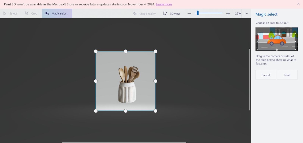 remove backgrounds in 3d paint
