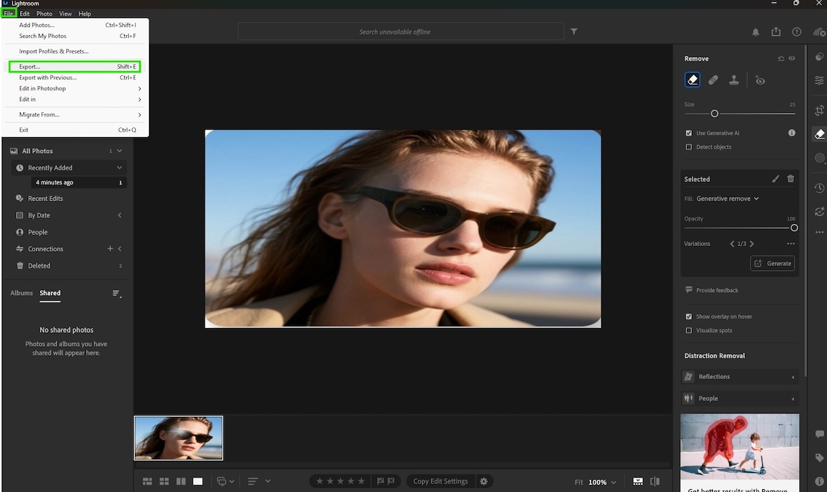 remove glare in lightroom