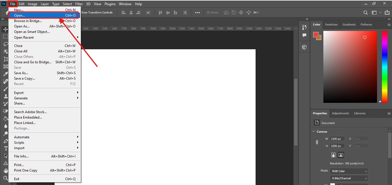 open file in photoshop
