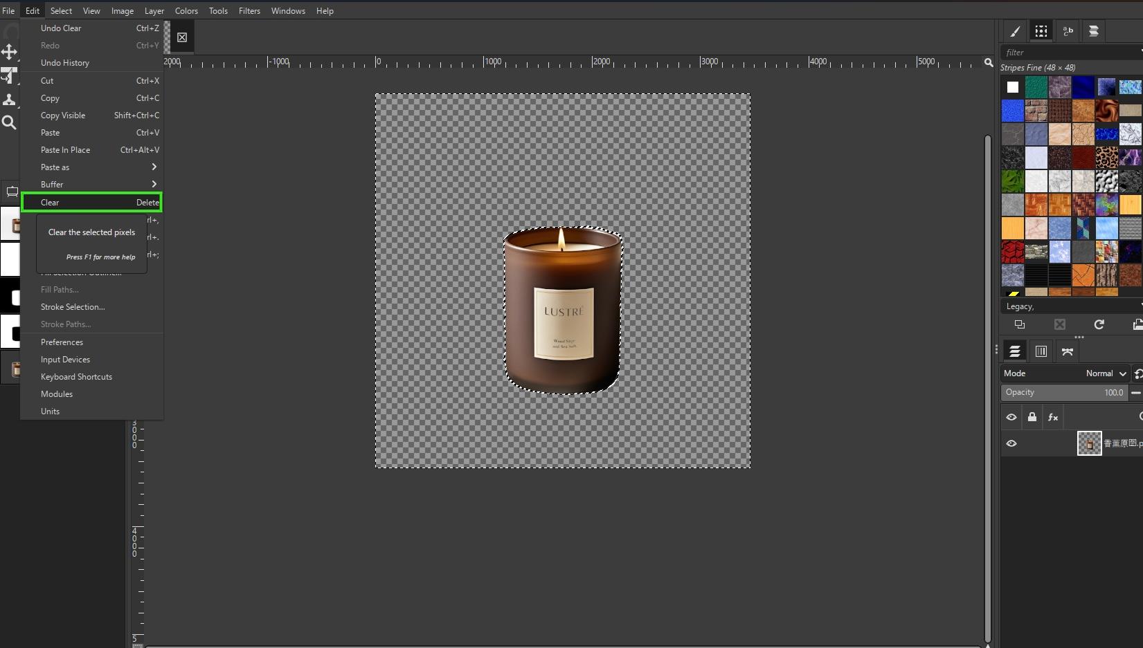 remove image background with gimp foreground