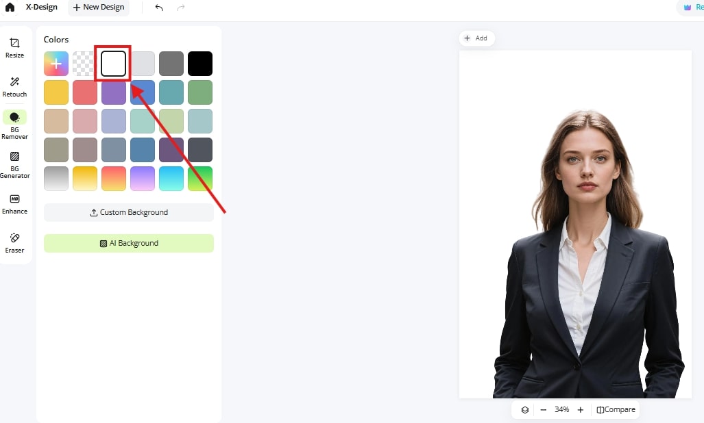 change headshot background color to white
