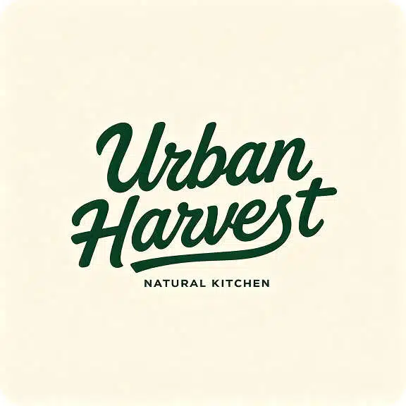 Classic bold script wordmark logo for natural kitchen brand