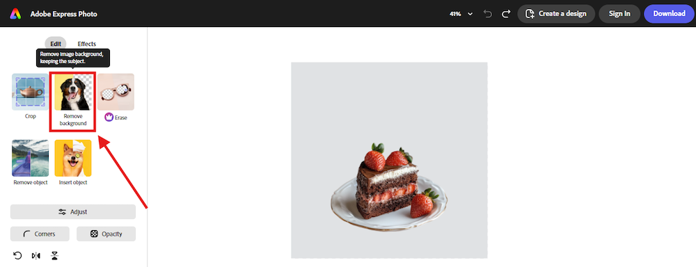 remove background adobe express