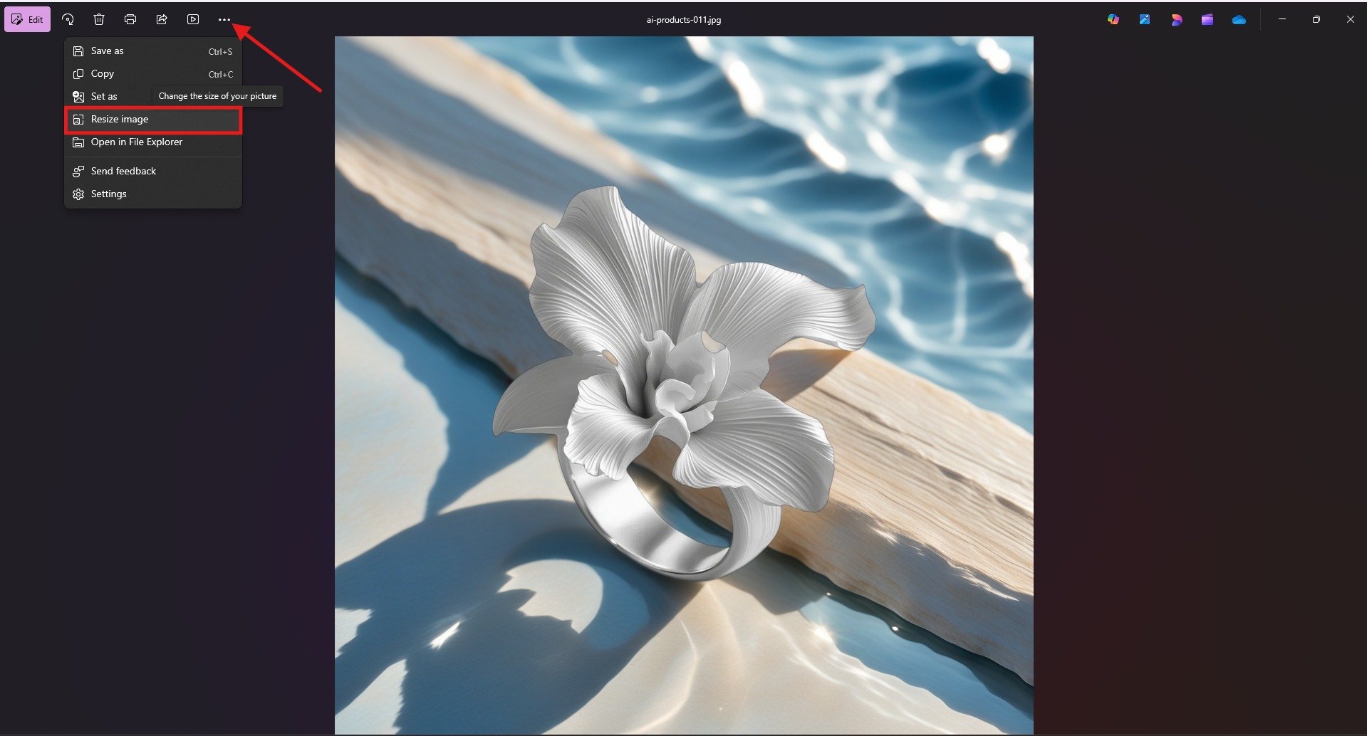 resize on photos app