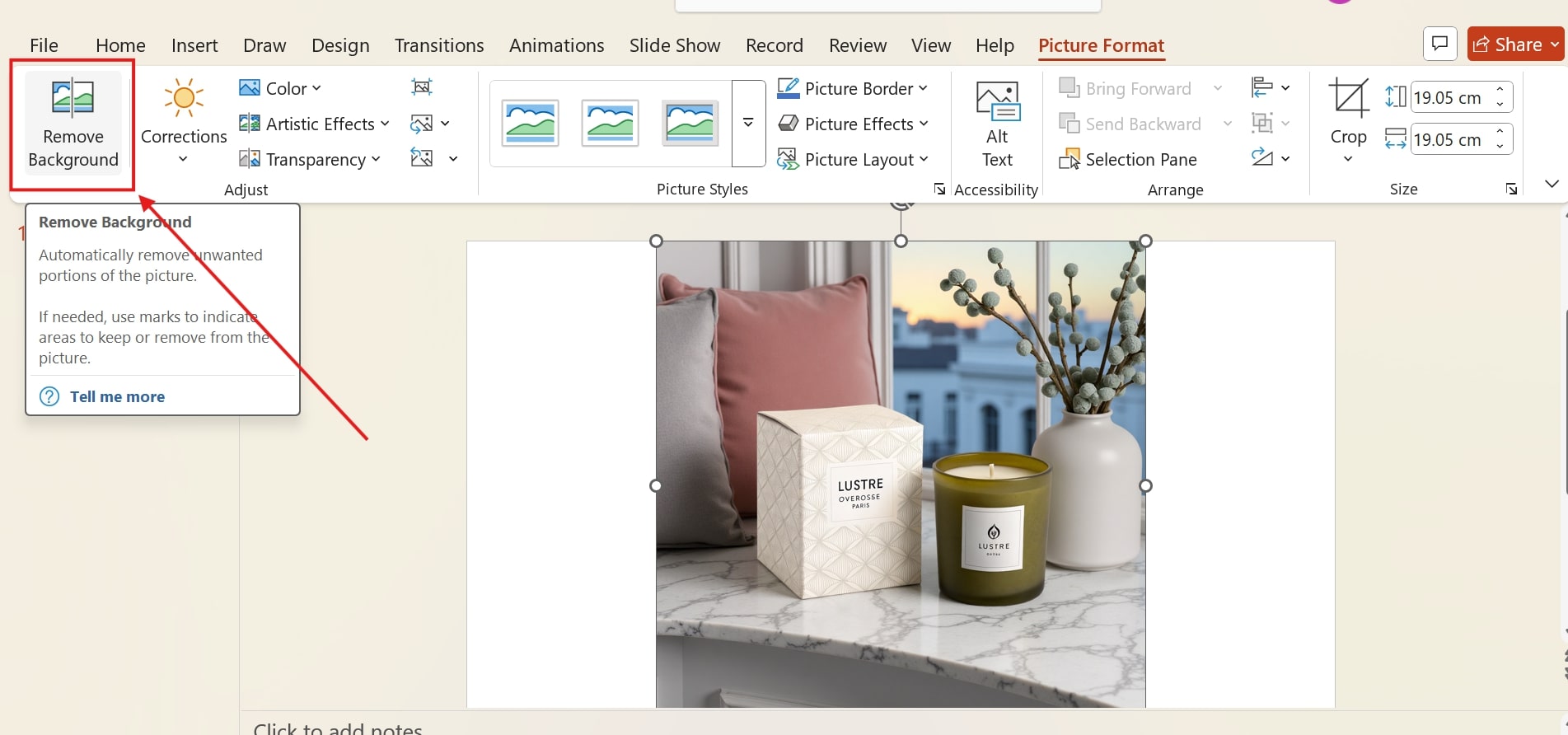 remove background in powerpoint