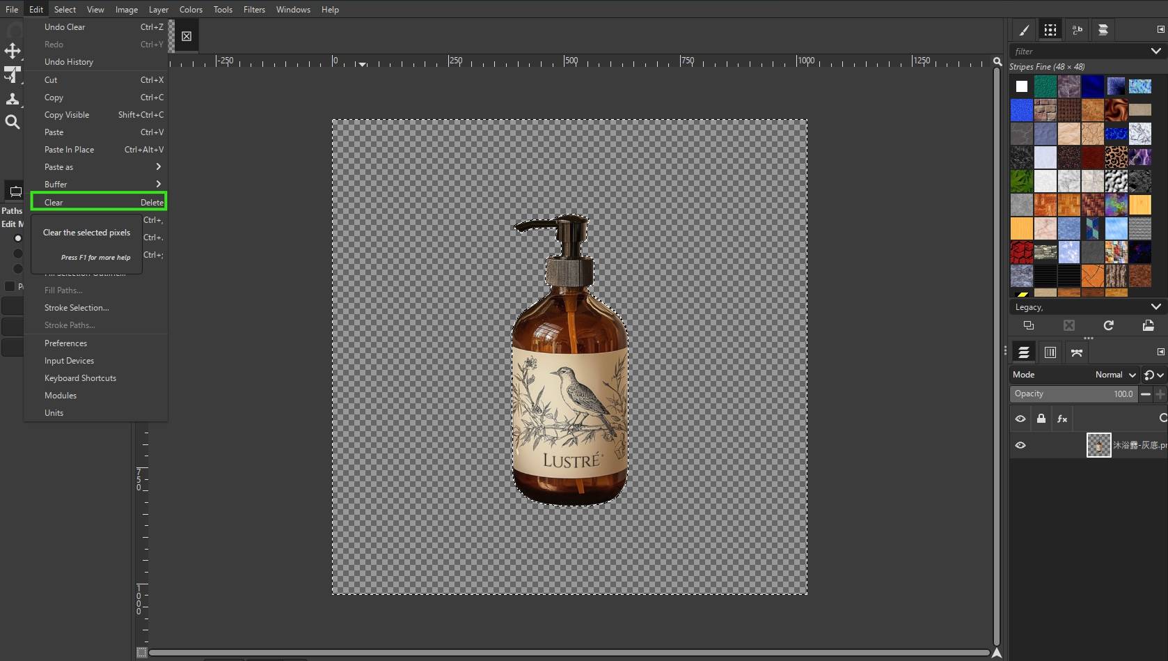 remove image background with gimp path tool