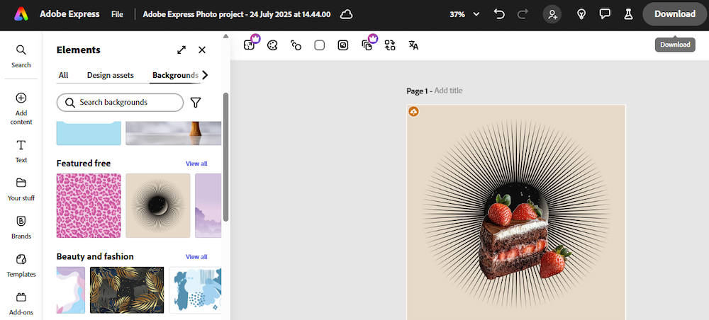 add background to images adobe express