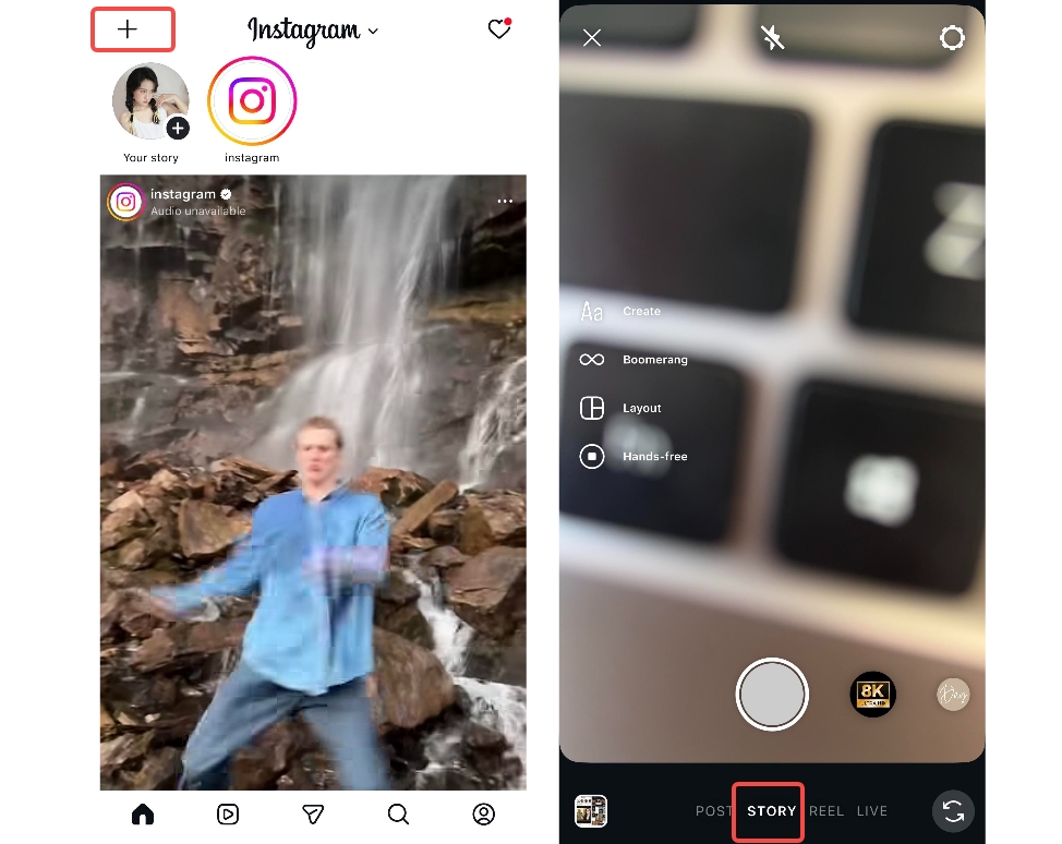 Open Instagram and choose Story