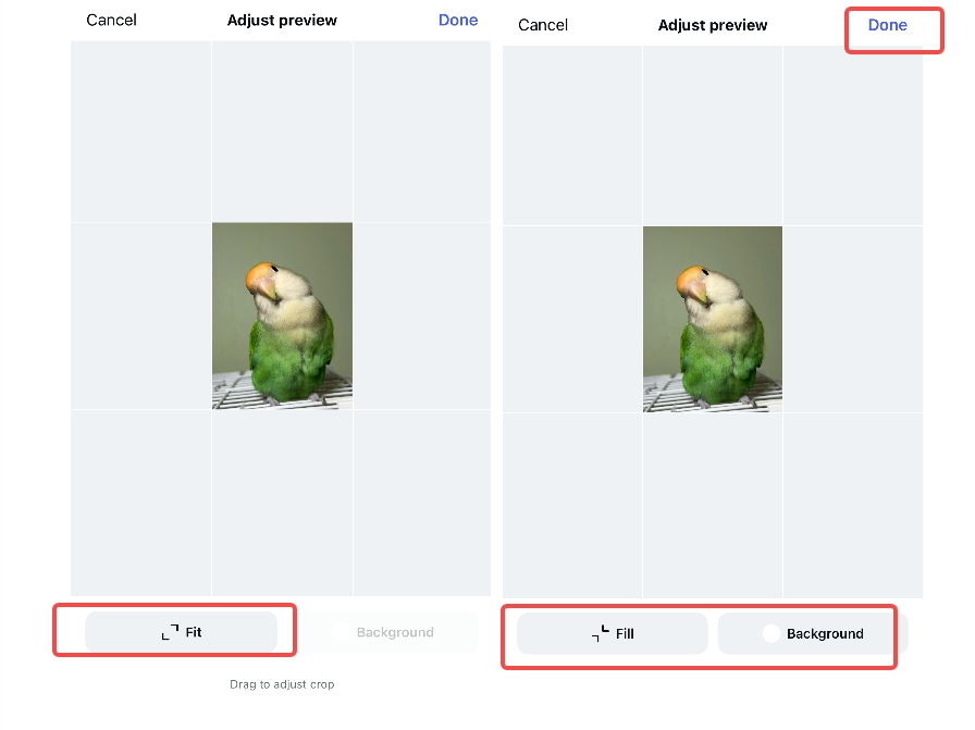 Adjust preview and apply