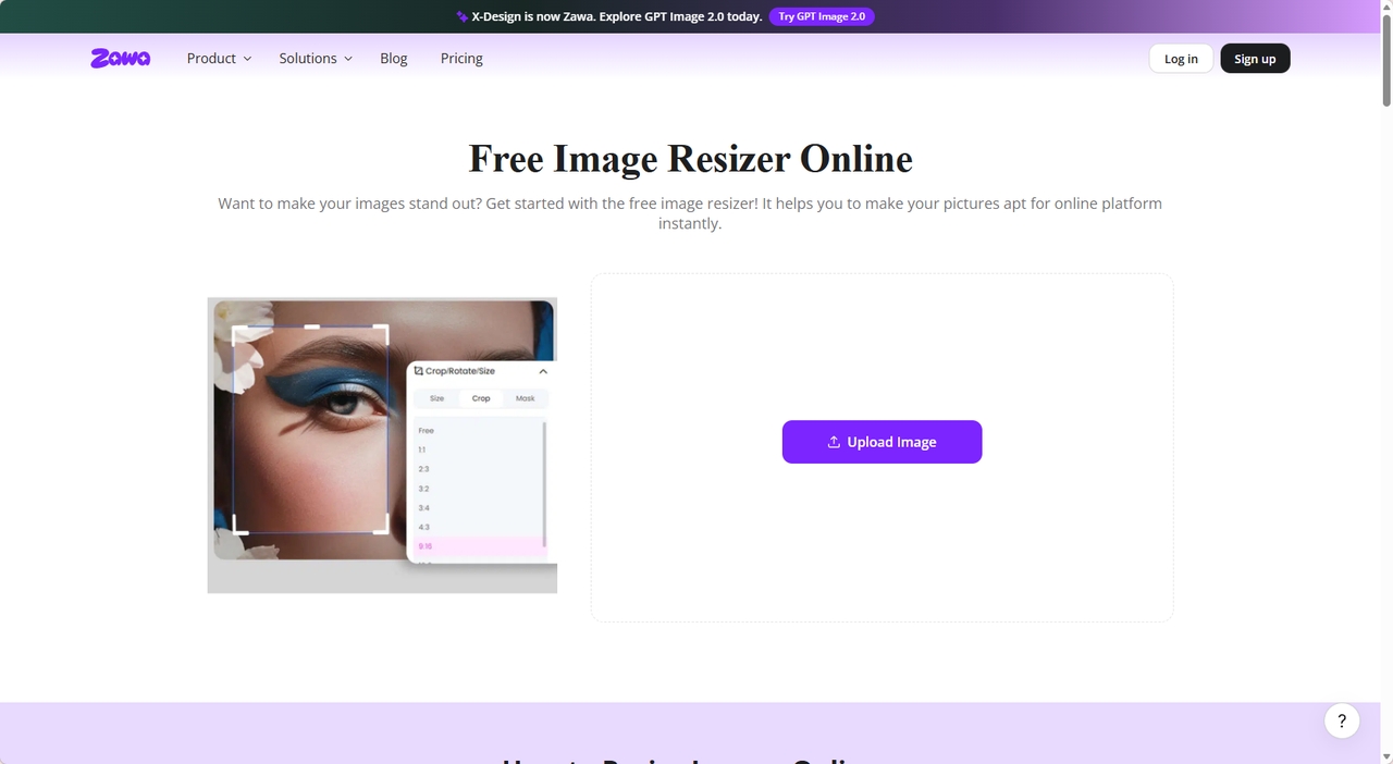 Access the Zawa image resizer