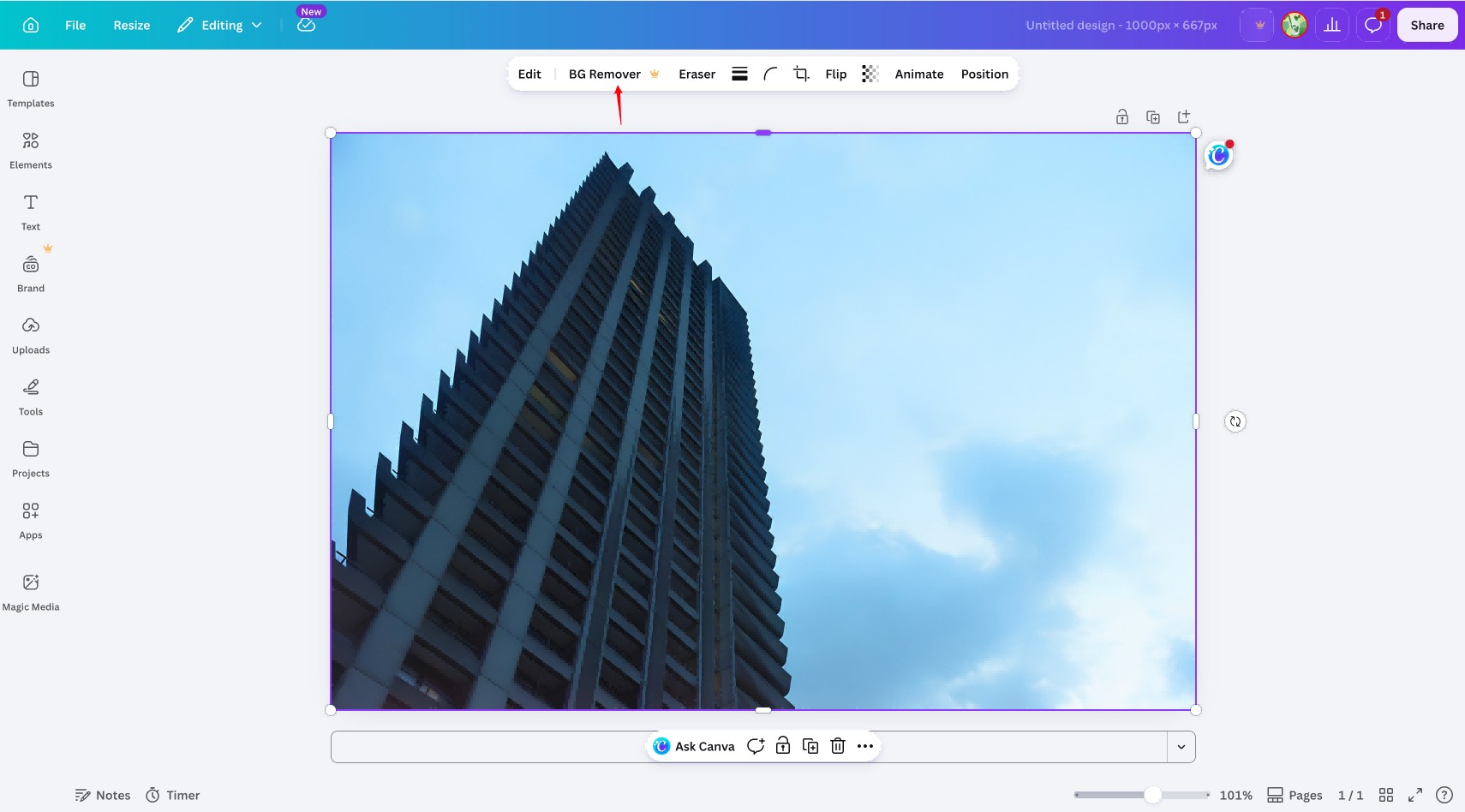 Remove Background Using the Floating Toolbar