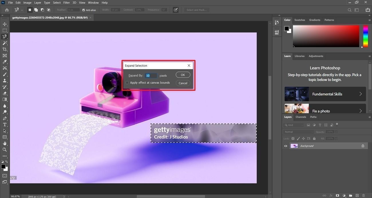 expand photoshop watermark selection
