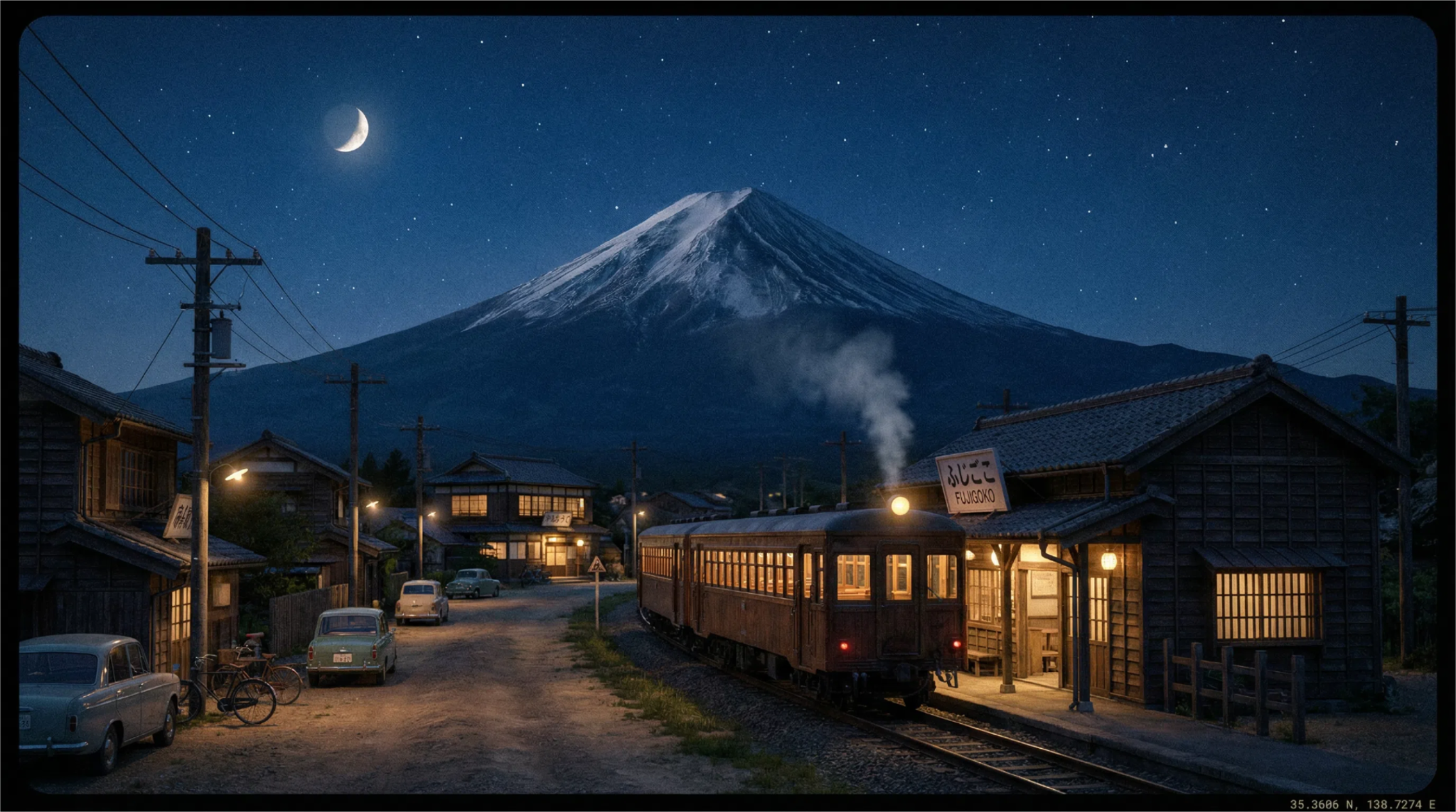 A Clear Showa-Era Night in Japan