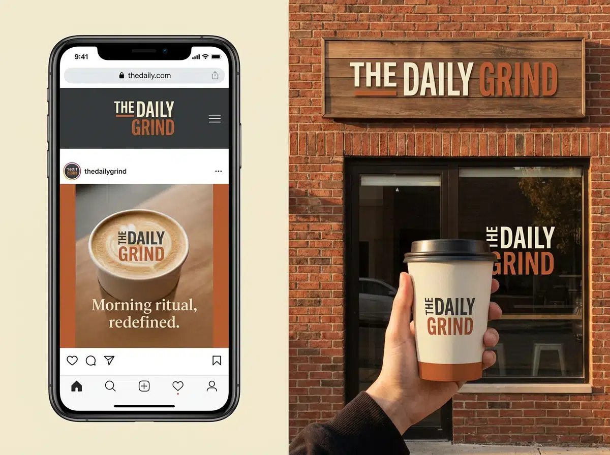 coffee shop logo applied online and offline