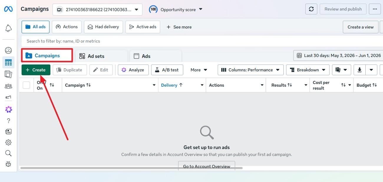 create new facebook ad campaign 