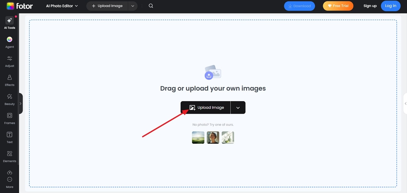 upload image in fotor