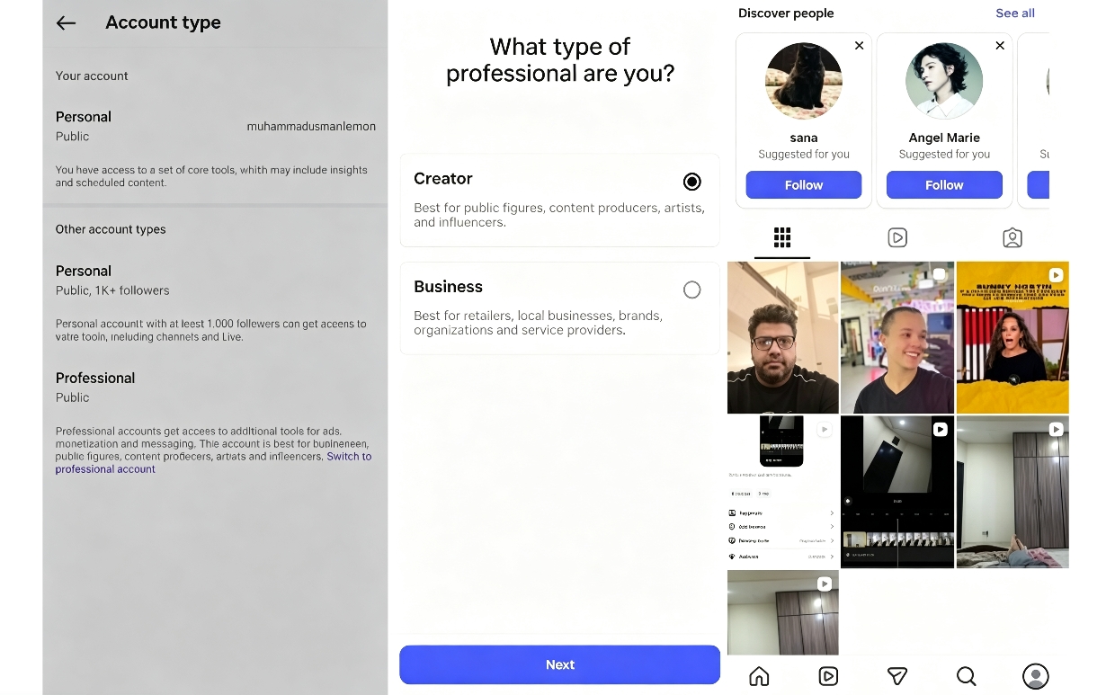 Switch to Professional account and open Instagram profile