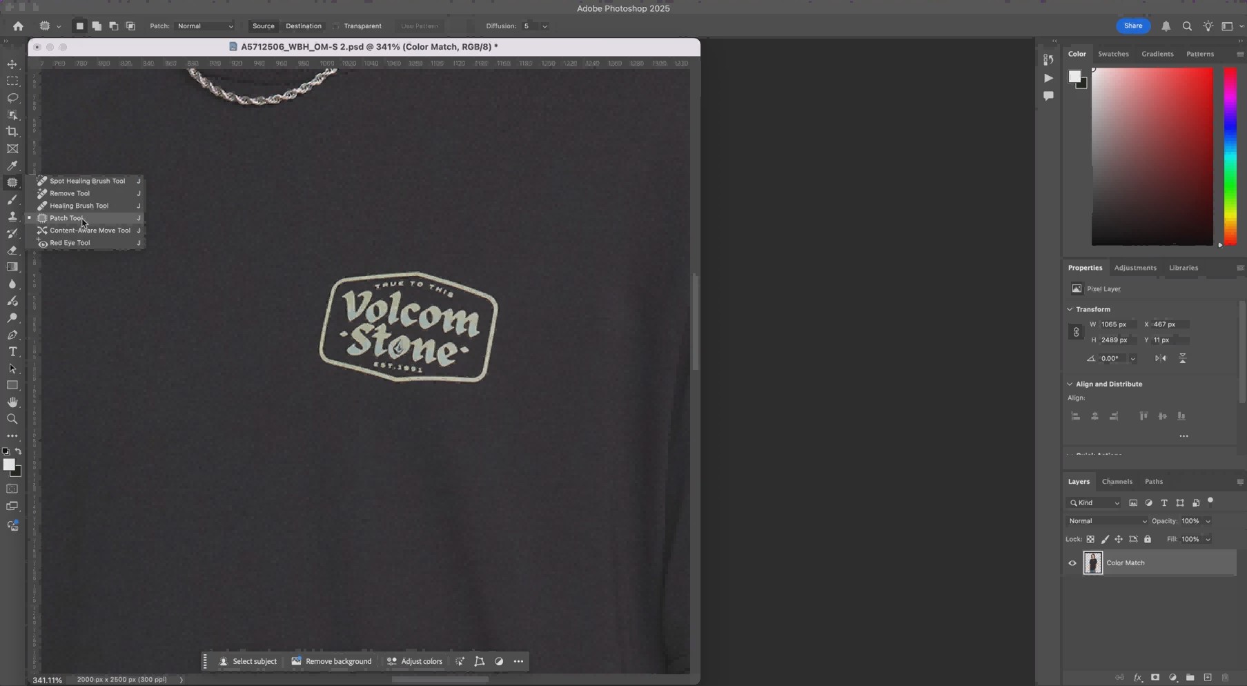 Select the patch tool