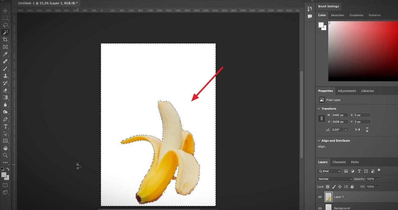 press delete key to remove background