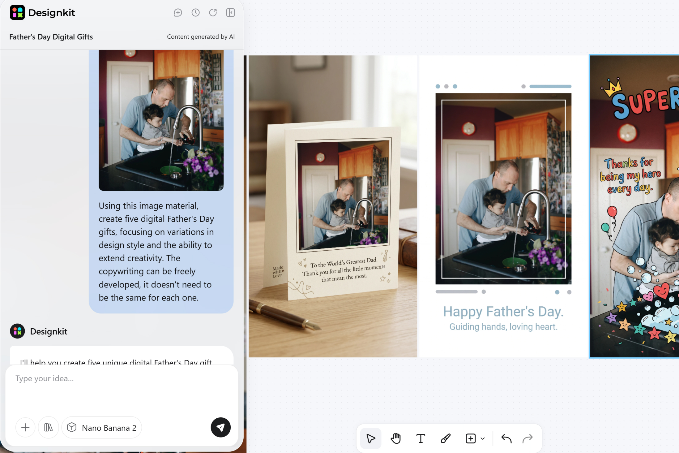 making fathers day card using ai