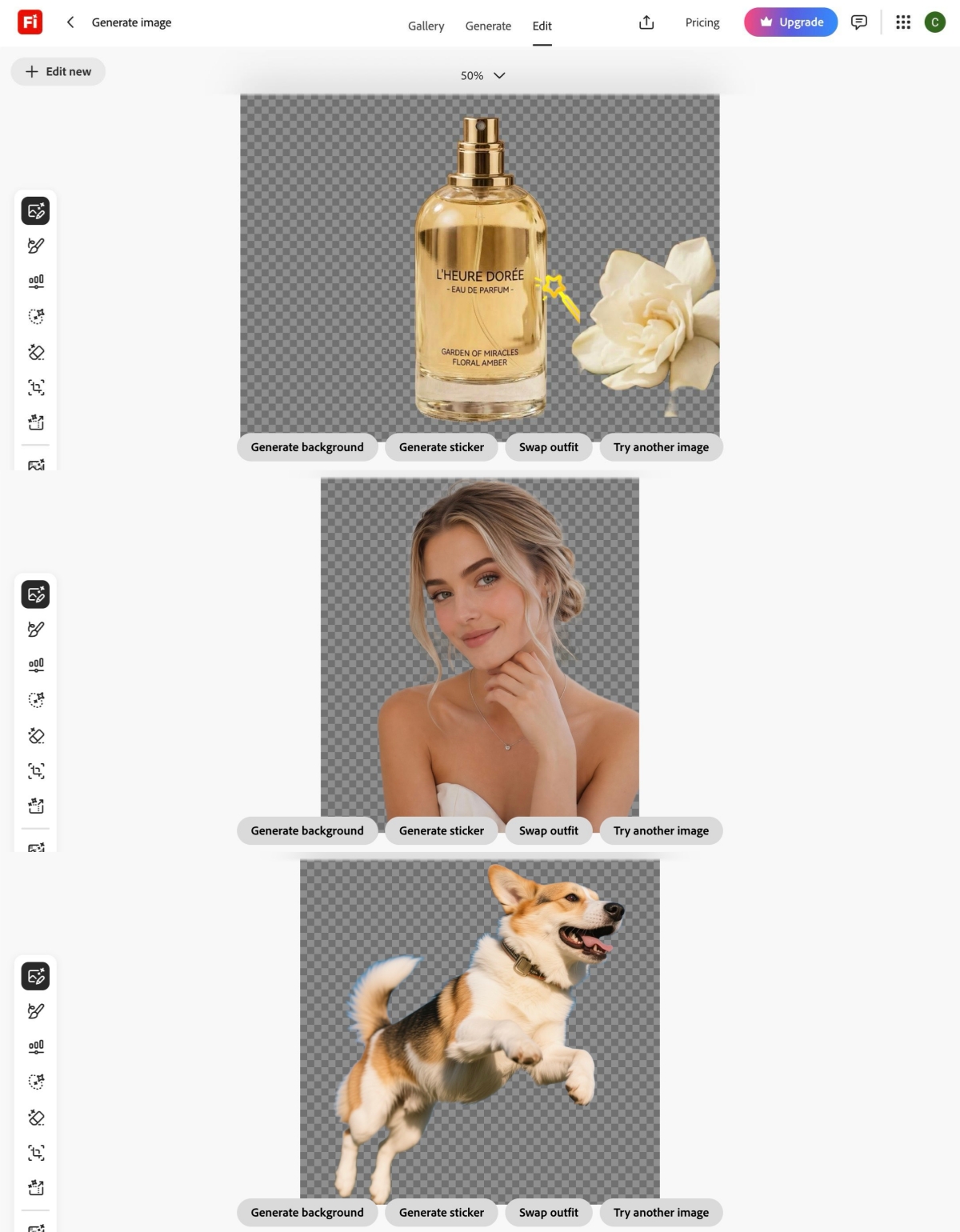 adobe firefly remove bg for product portrait and pet images