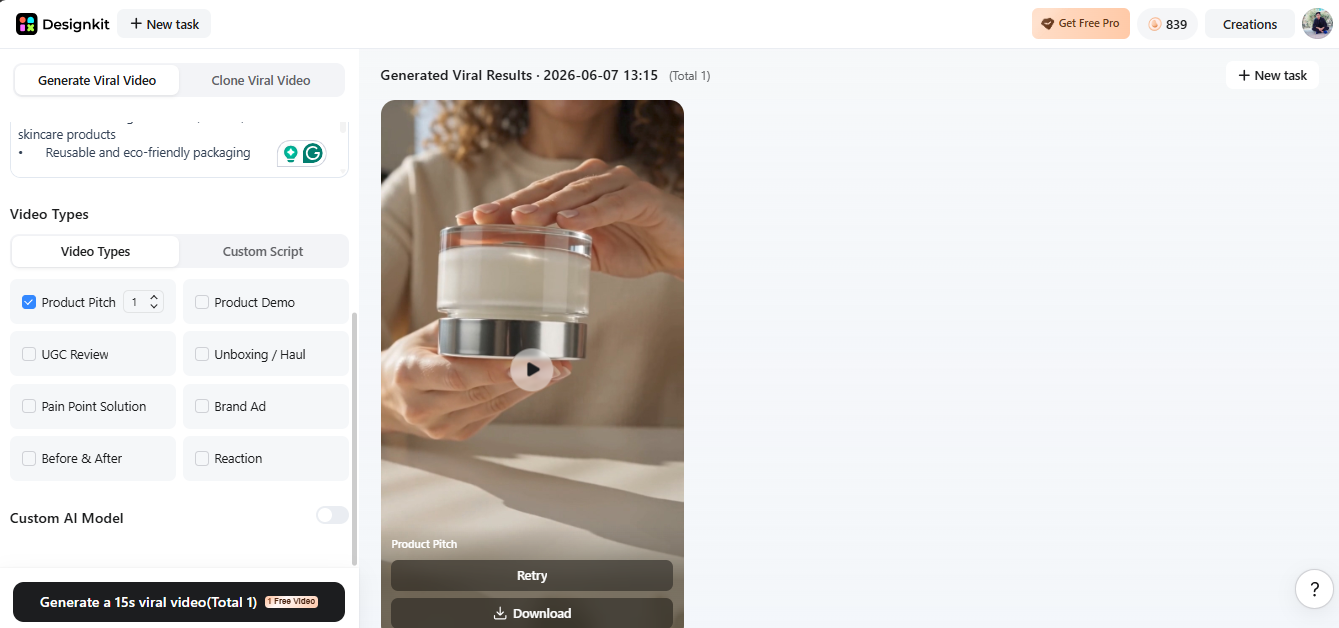 generate the viral 15s video generate the viral 15s video