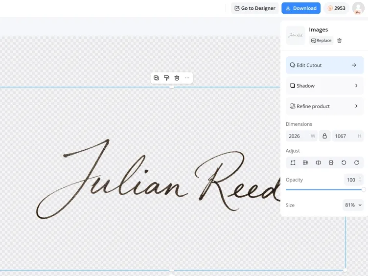 Export Your Signature PNG