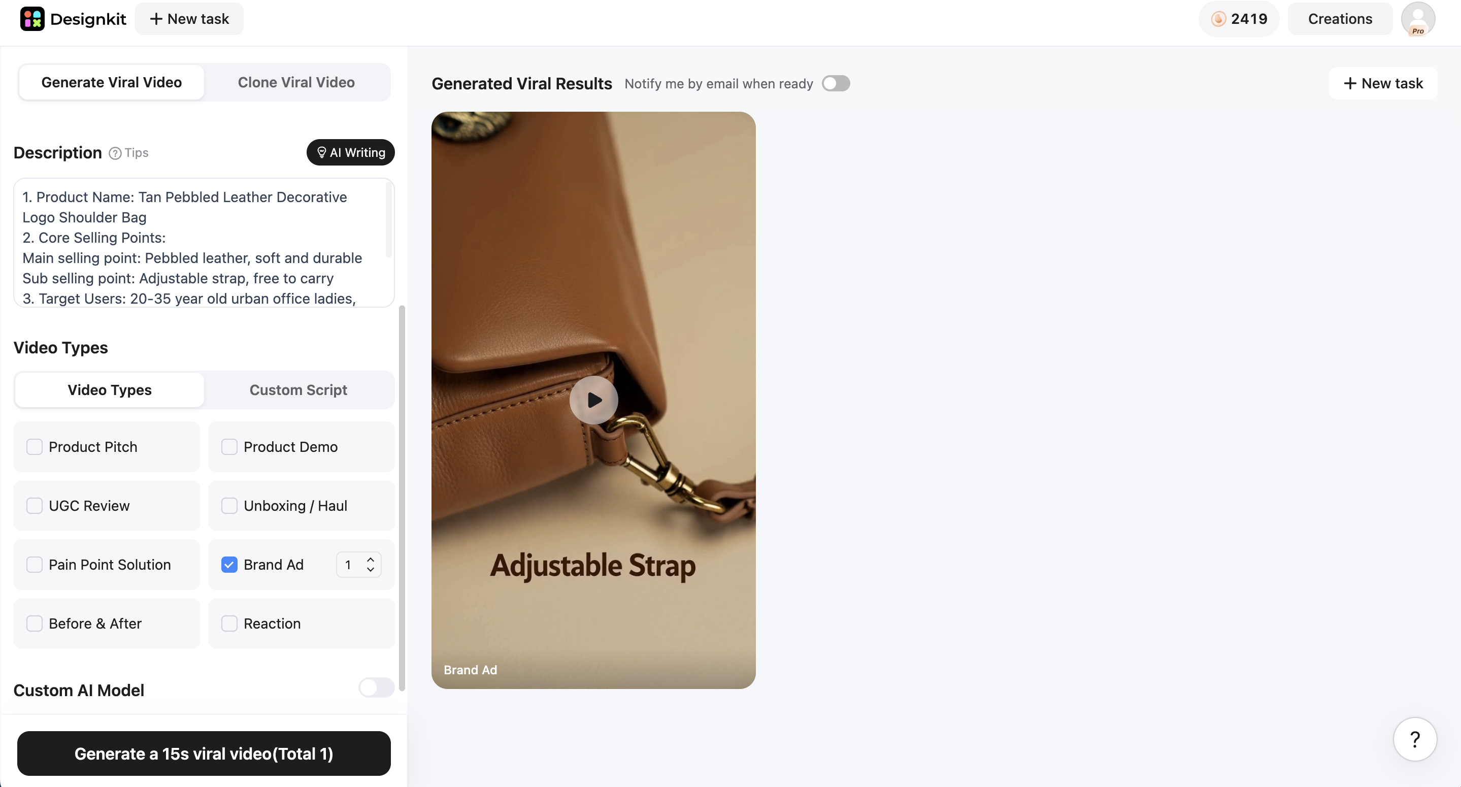 Generate platform-ready videos