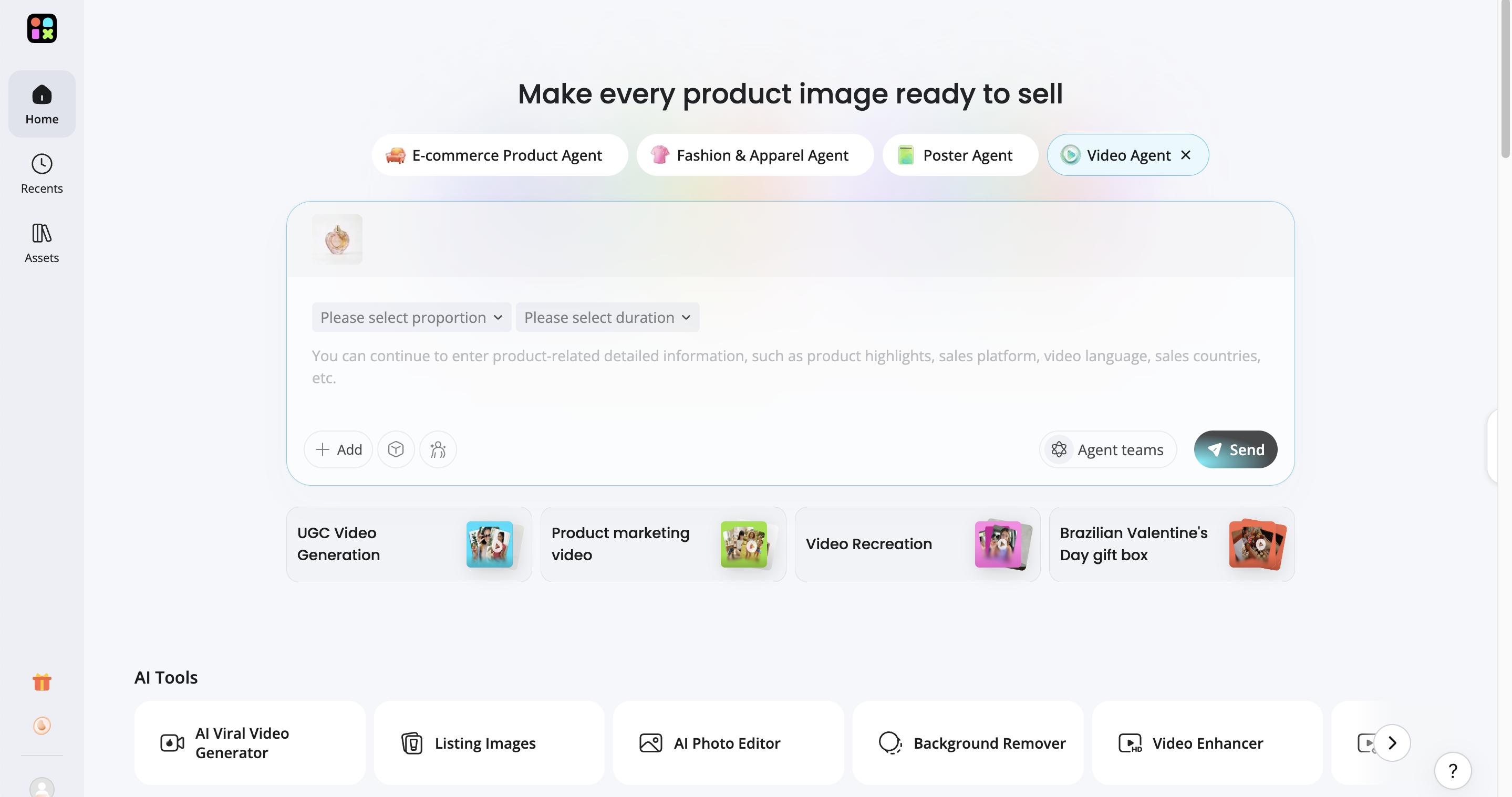Create your branded content Upload your product or brand assets