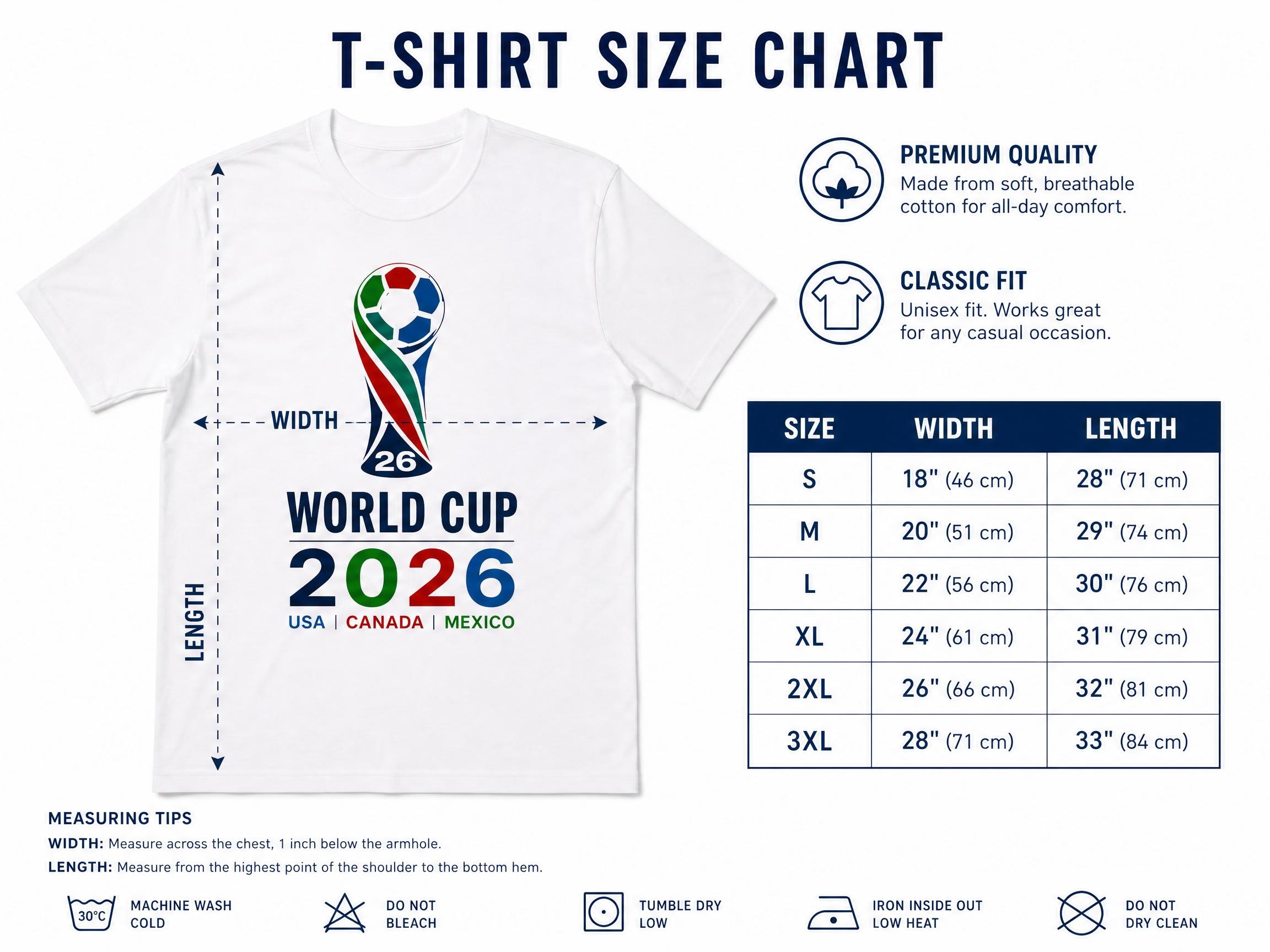 World Cup 2026 t-shirt Size Guide World Cup 2026 t-shirt Size Guide