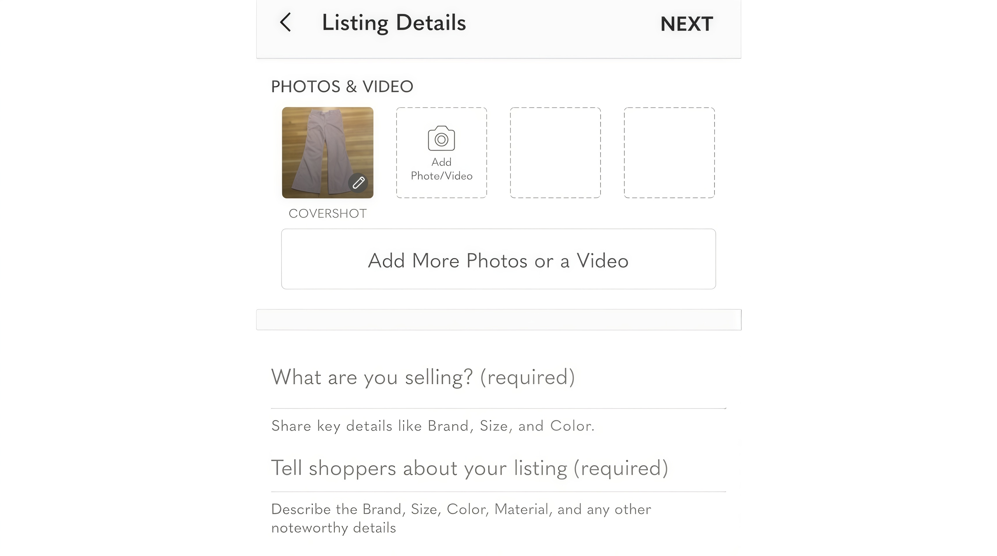 Complete listing details