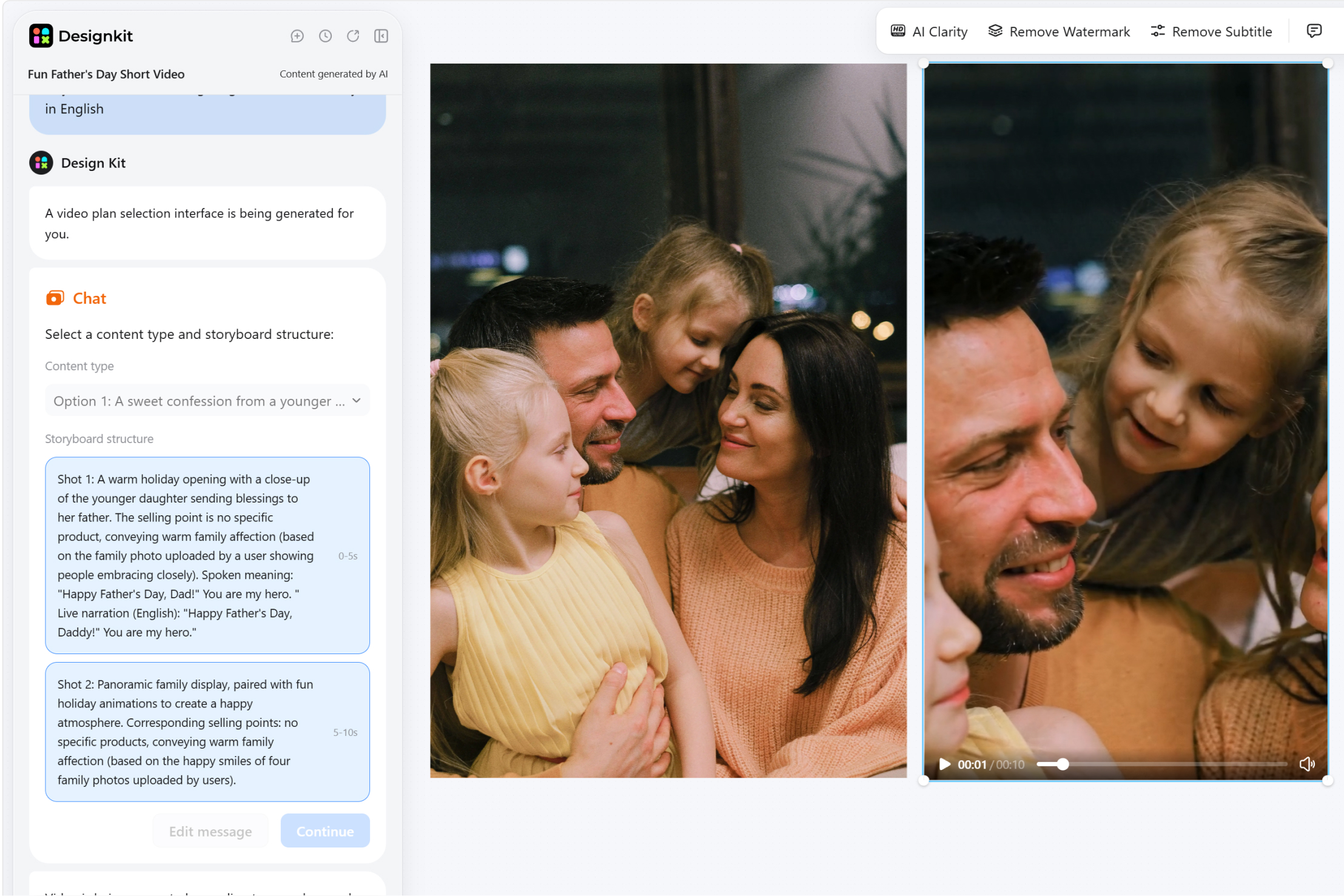 making fathers day celebration video using ai
