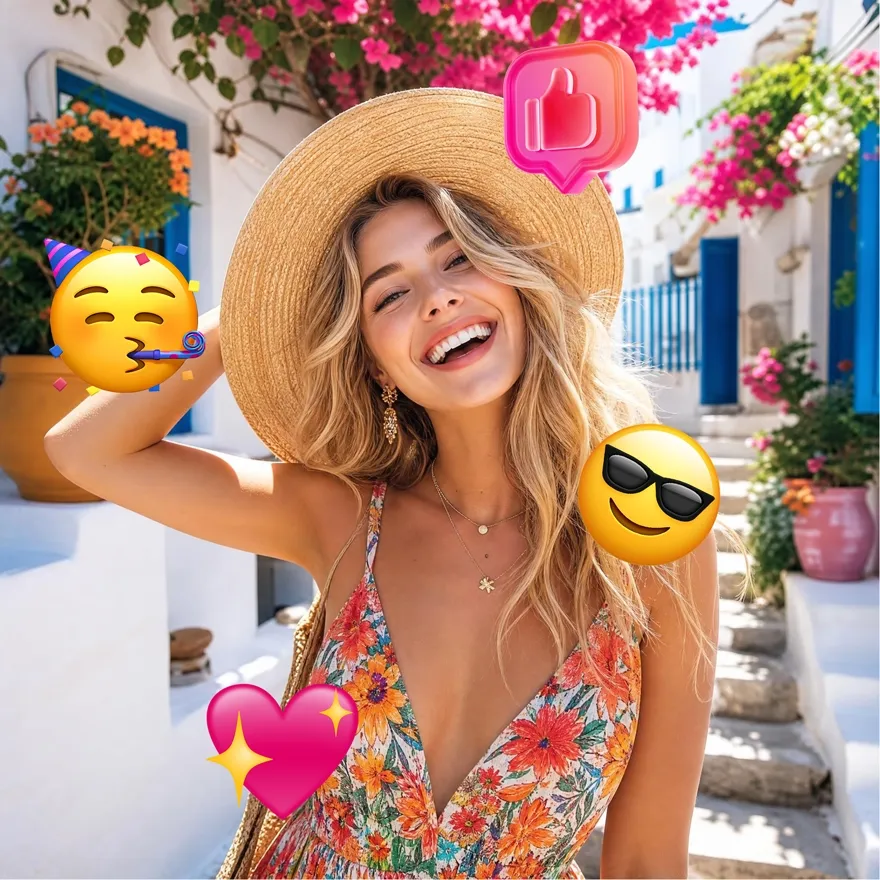 a photo with emojis
