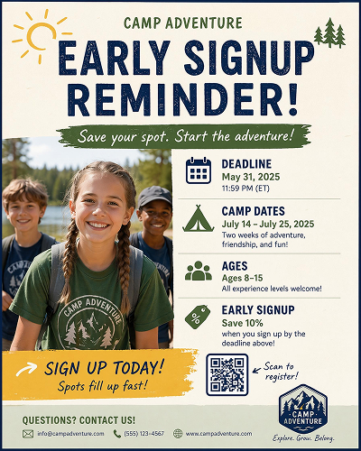 AI Generated summer camp poster 