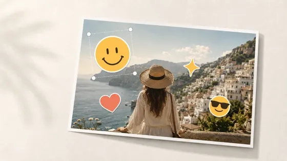 Add emoji to photo online with smile