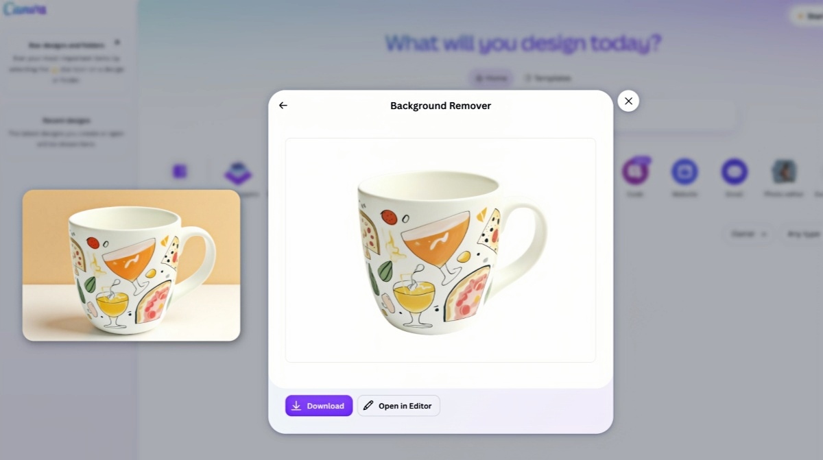 canva removes background for Mug