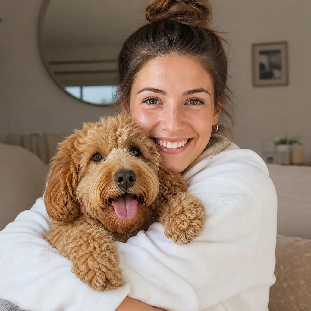 Photo of A lady hugging a dog