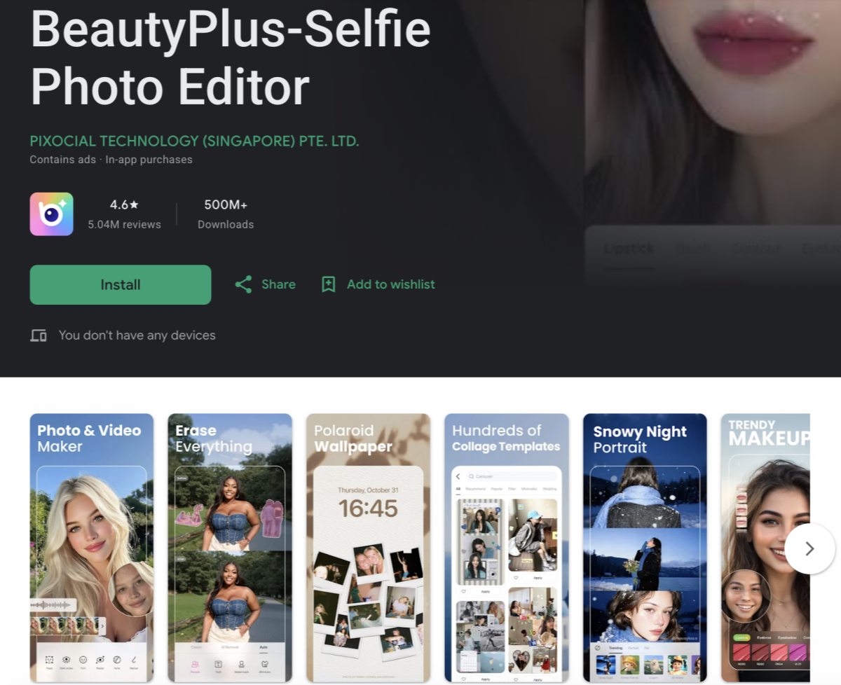 apps for makeup try-on - beautyplus