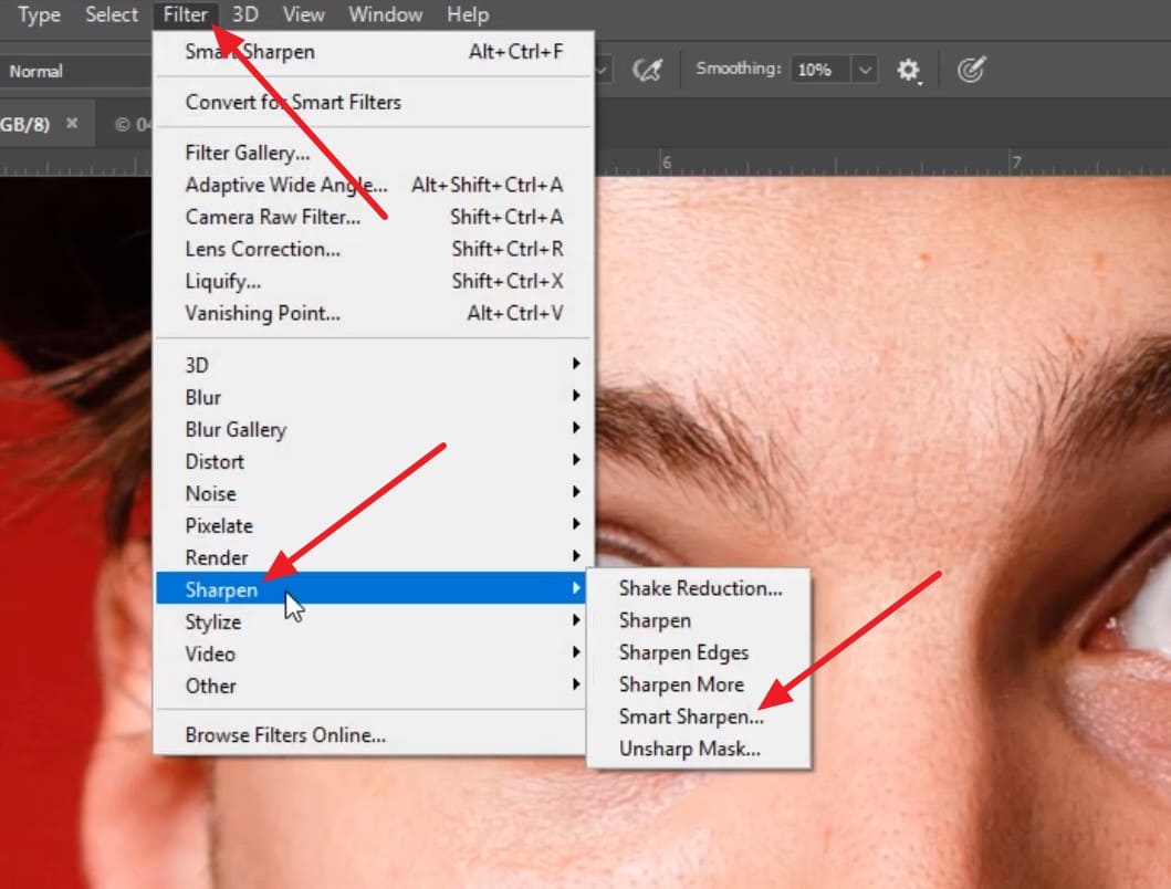 use smart sharpen filter