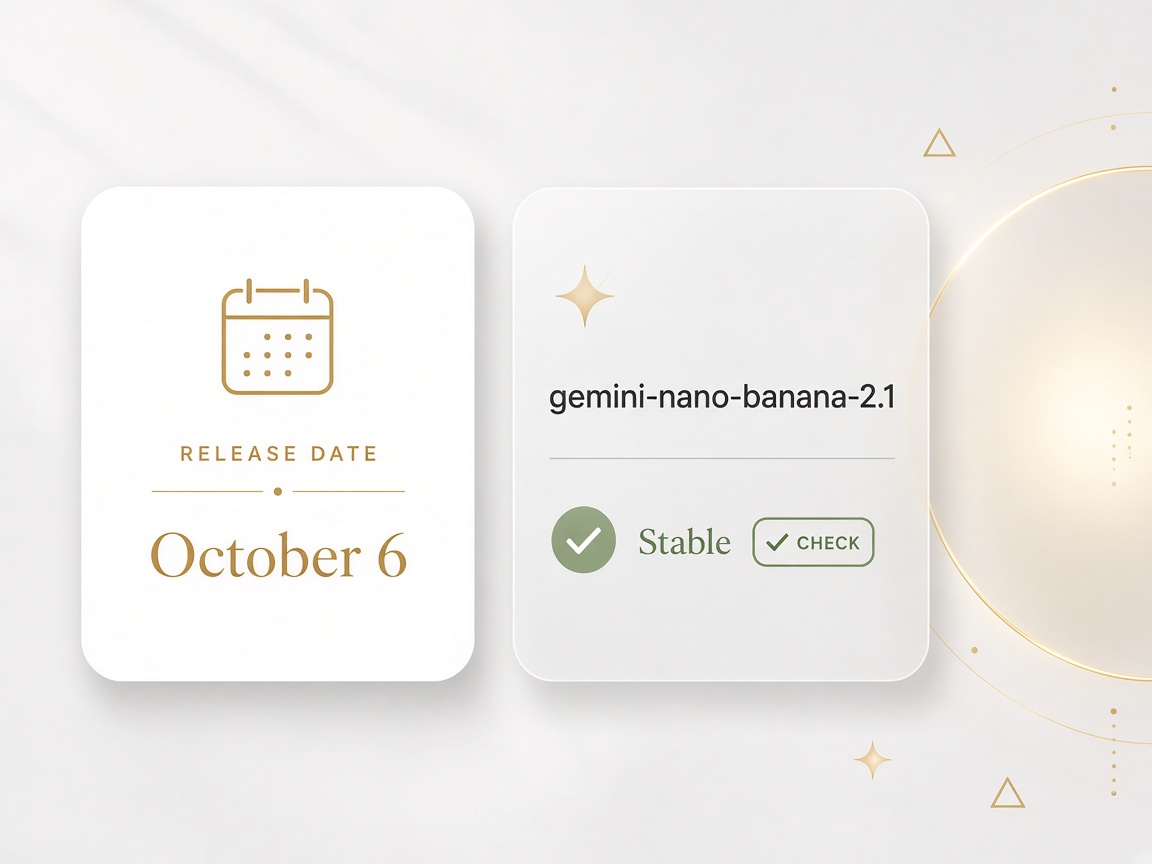 Nano Banana 2.1 release announcement graphic showing October 6 release date and Stable status