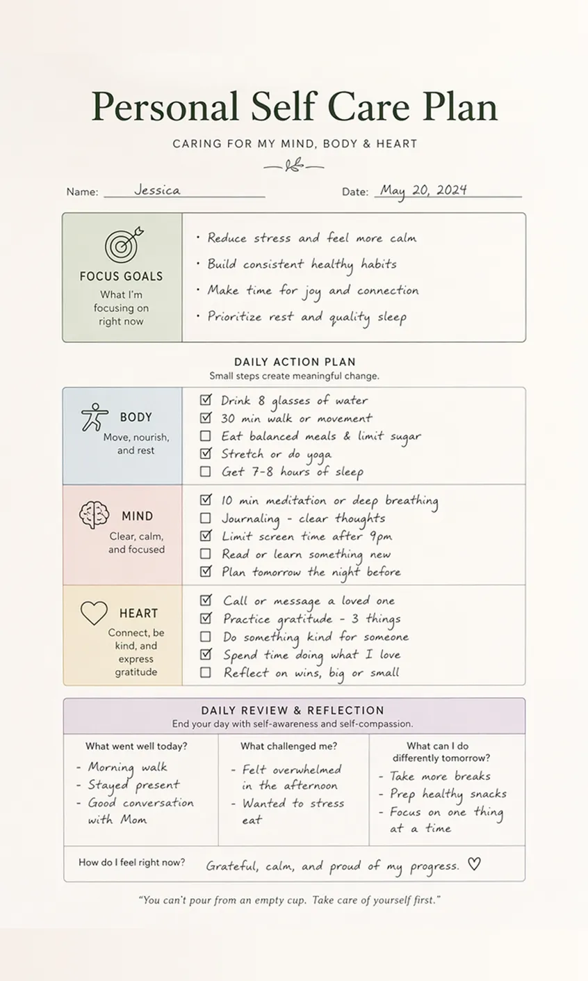 Personal Self Care Plan