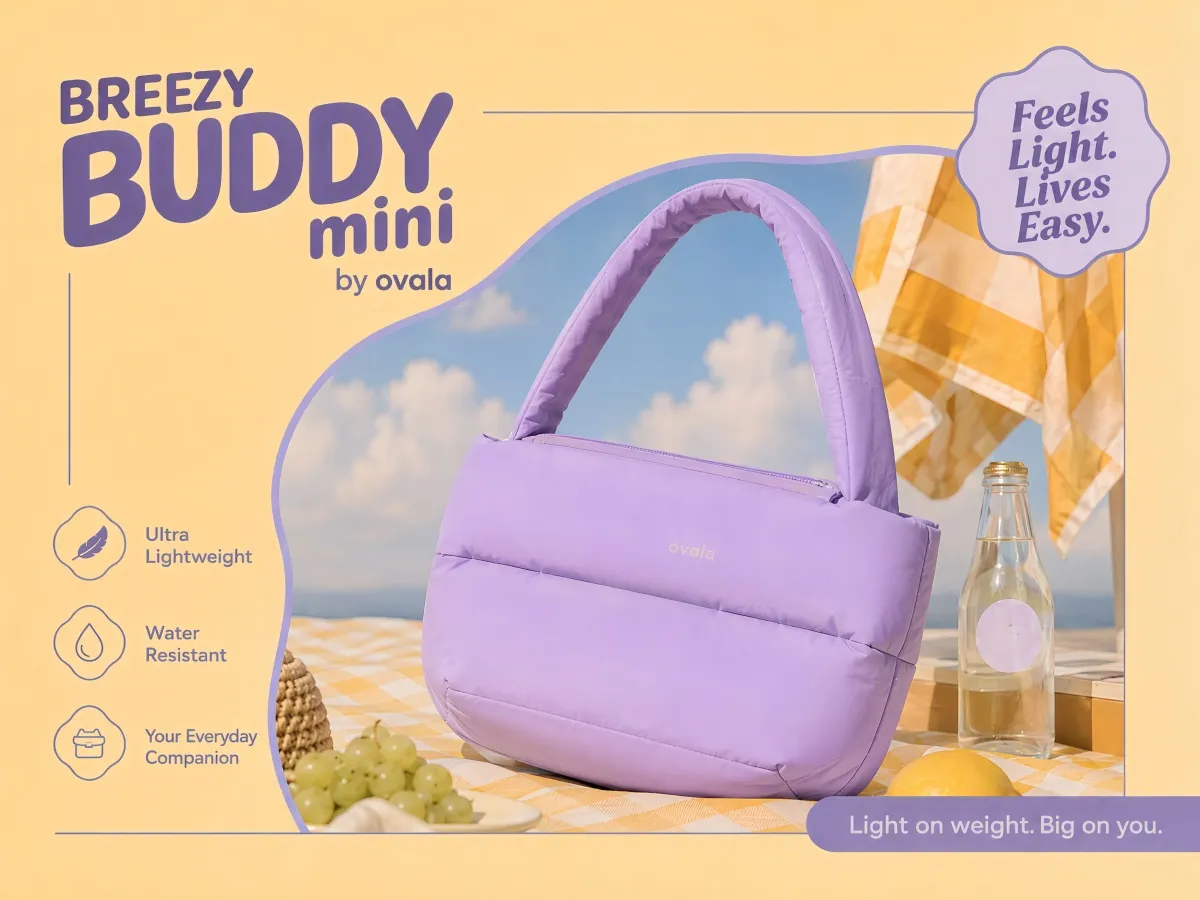 Post para redes sociais com IA para apresentação de produto de uma minibolsa Ovala
