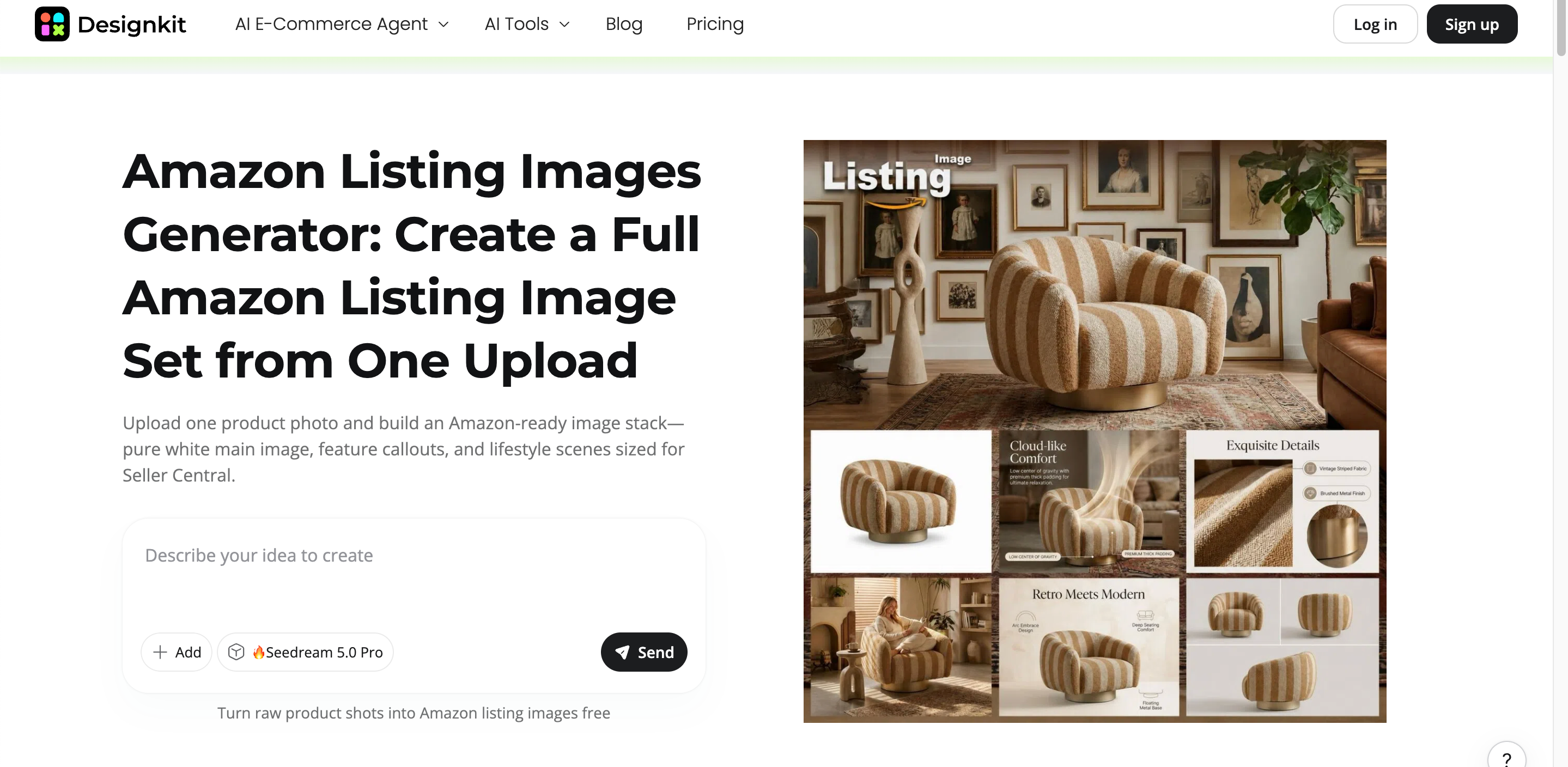Create Amazon listings with Designkit Designkit Amazon listing generator