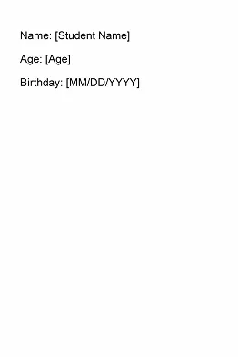 birthday party poster information form