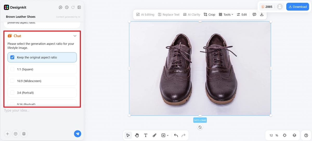 select photo aspect ratio