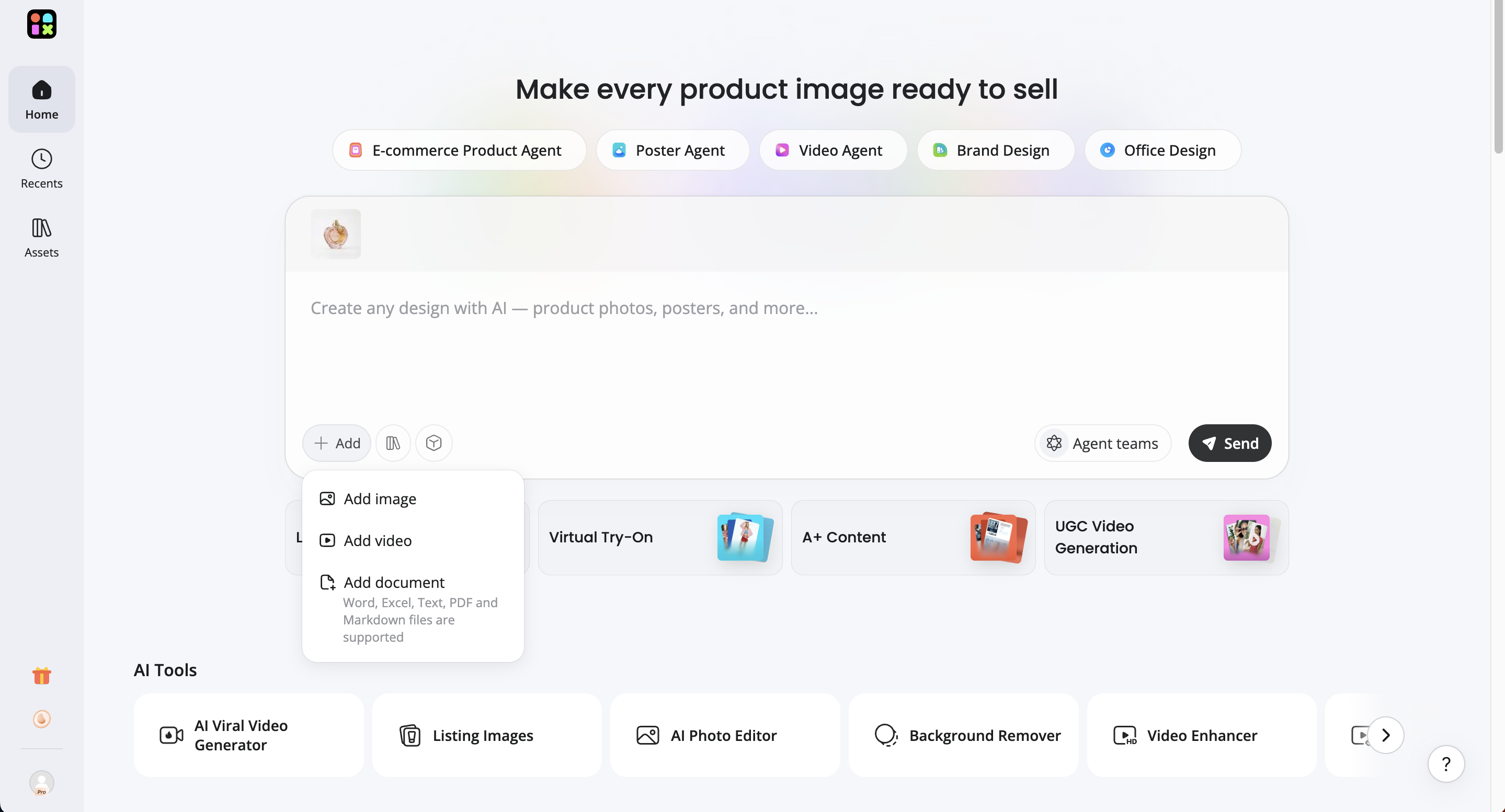 create high-converting product visuals Upload your product image