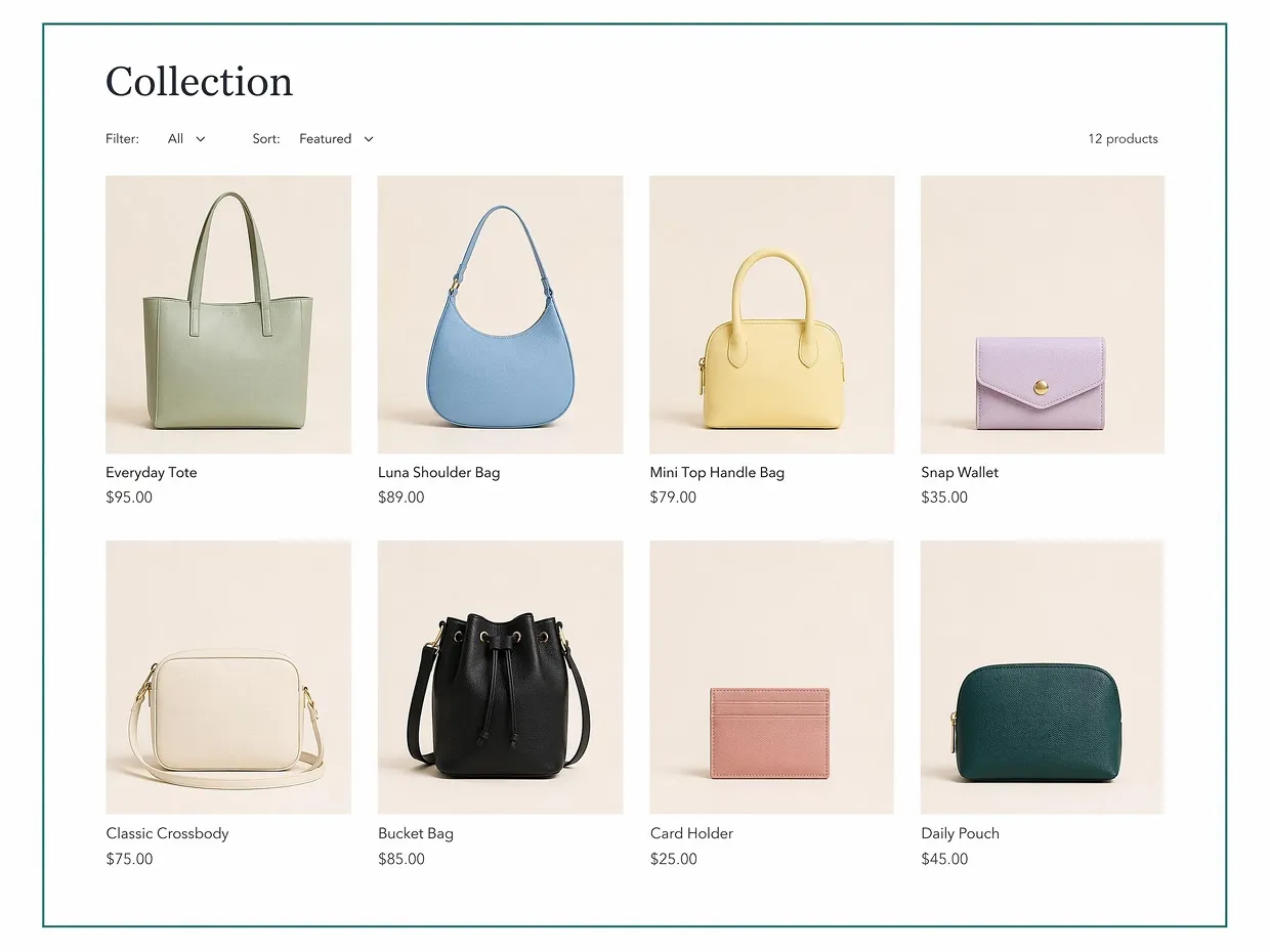 Visuels de catalogue de produits uniformes
