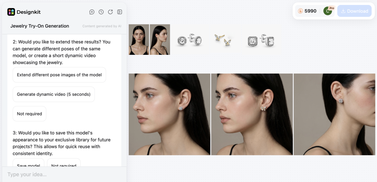 virtual earring try on result