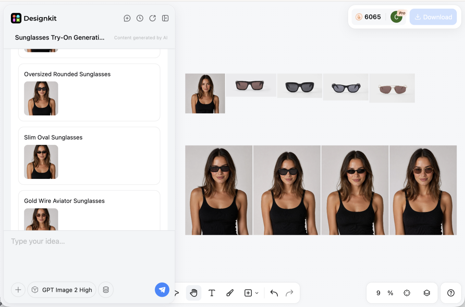 try on various sunglasses result