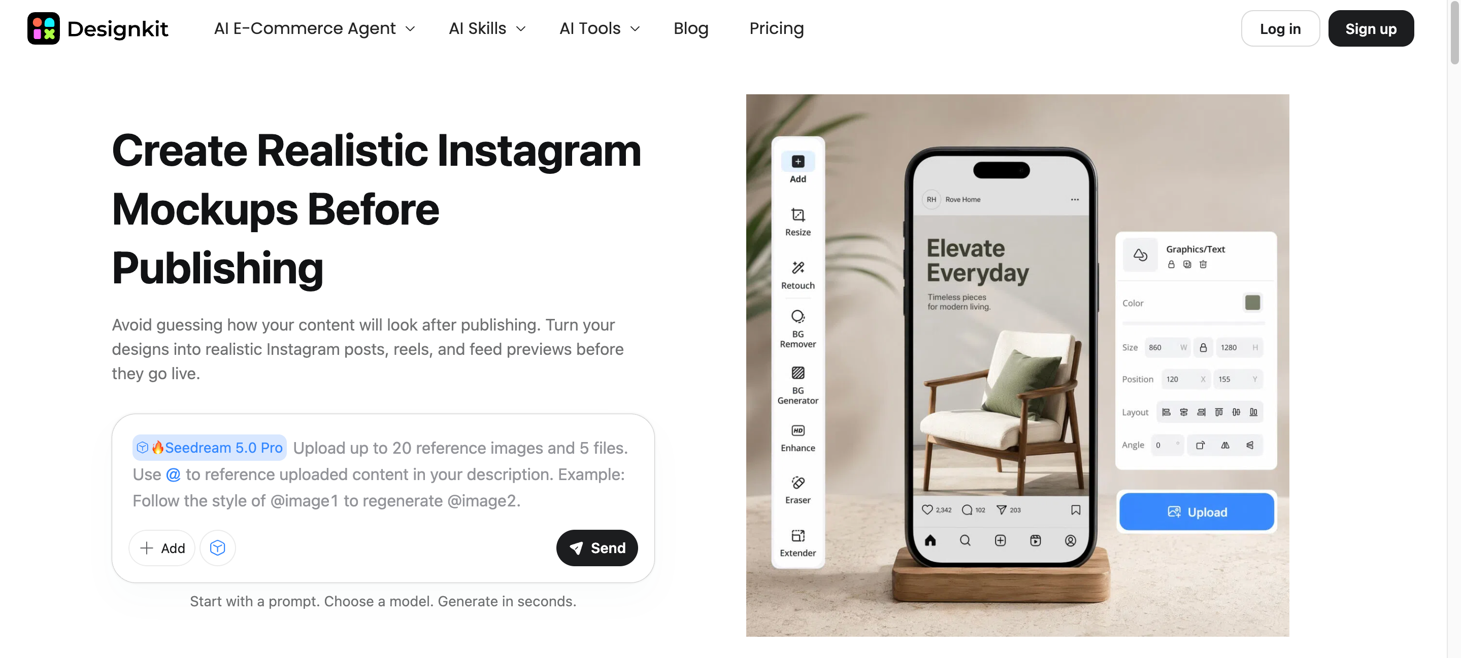 Create Instagram content with Designkit